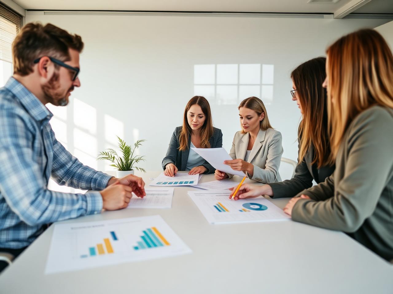Team aziendale che analizza la rendicontazione ESG sulla gestione della plastica